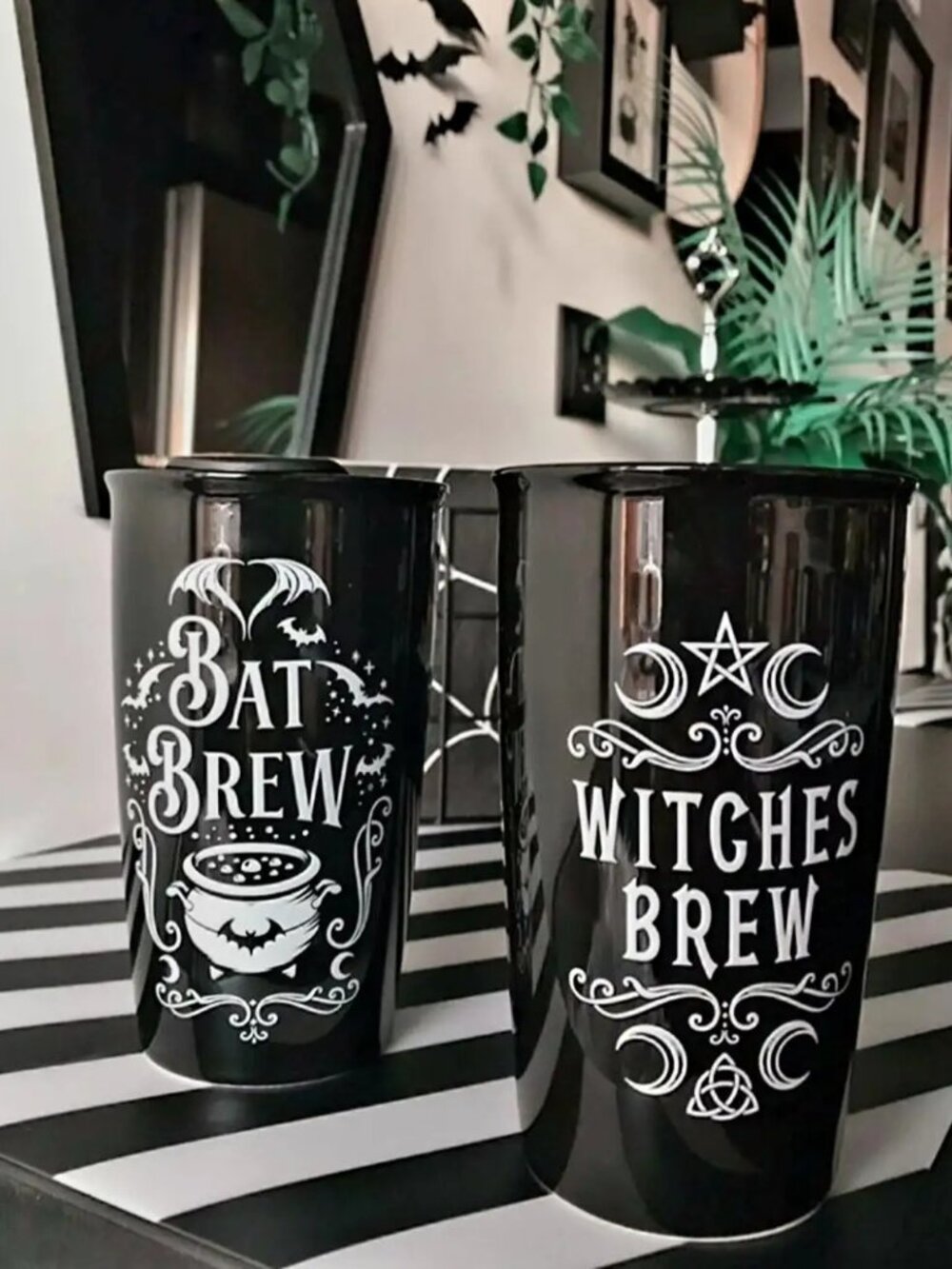 Alchemy Gothic ✦ Bat Brew Travel Mug ✦ Ceramic Double-Wall Tumbler Black NWT - Picture 7 of 8